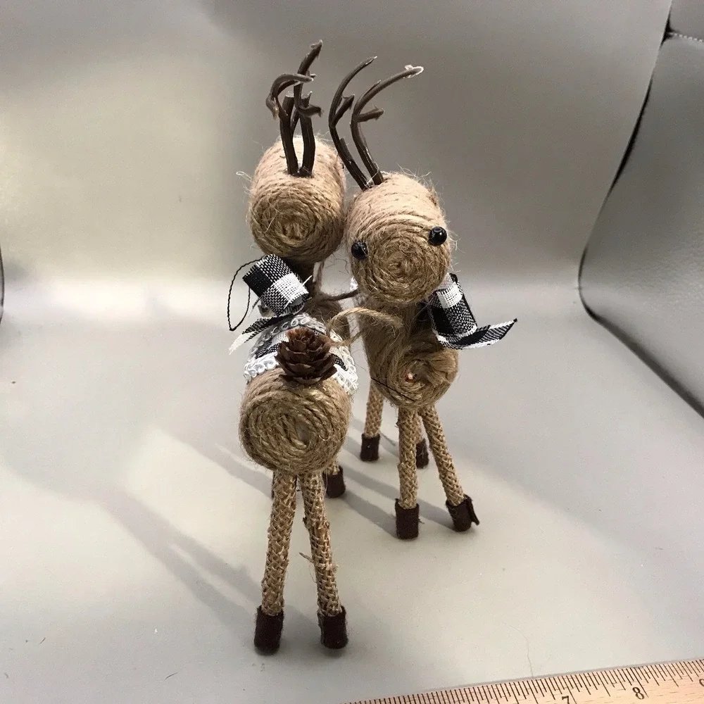 Christmas Reindeer Made Of Jute With Plaid Scarf Distributed By‎ Menards 7